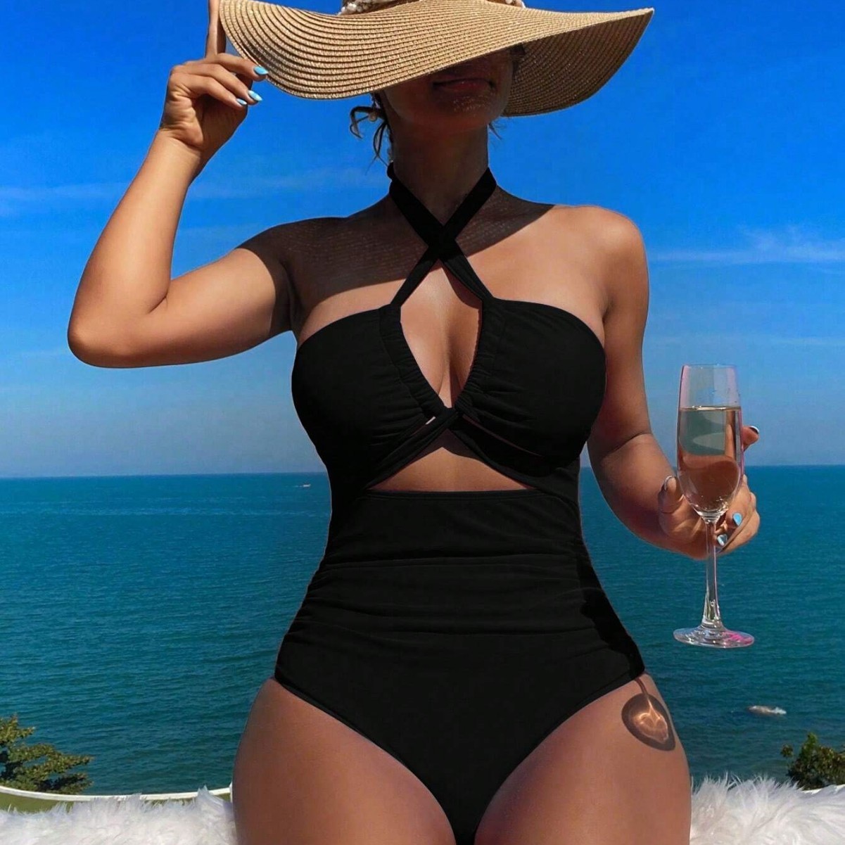 Women Swimsuit Halter Neck Sol - огляд і ціна Swimsuit Bikini Ruched